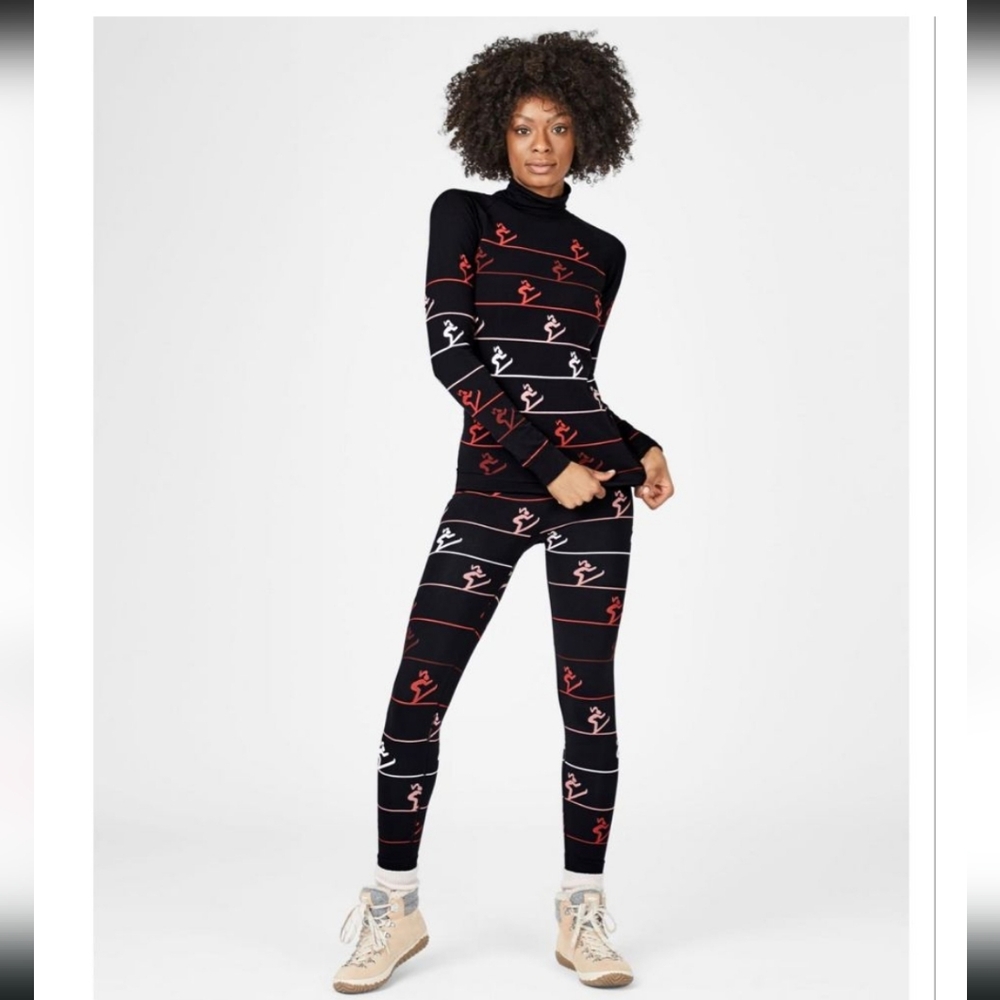 Sweaty Betty London Layering Ski Pant Leggings Slope Style Jacquard Black Medium